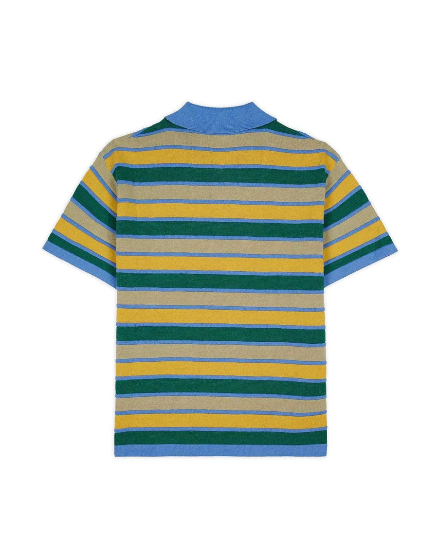 Brain Dead Lifted Stripe Half-Zip Shirt | Yellow Multi Color Streetwear Top