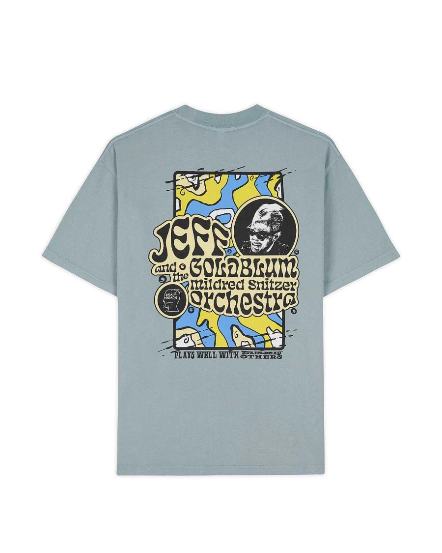 Brain Dead X Jeff Goldblum Ca Tour T-Shirt - Washed Blue Grey