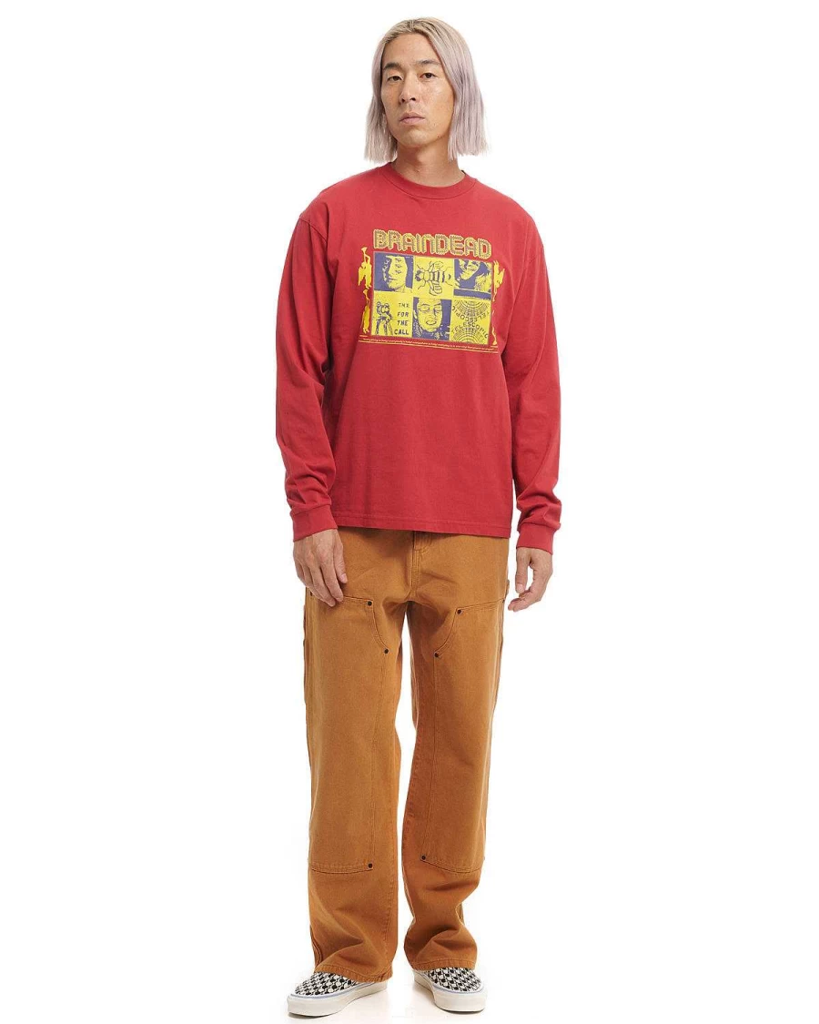 Brain Dead Red Adjustable Long Sleeve Stretch Shirt