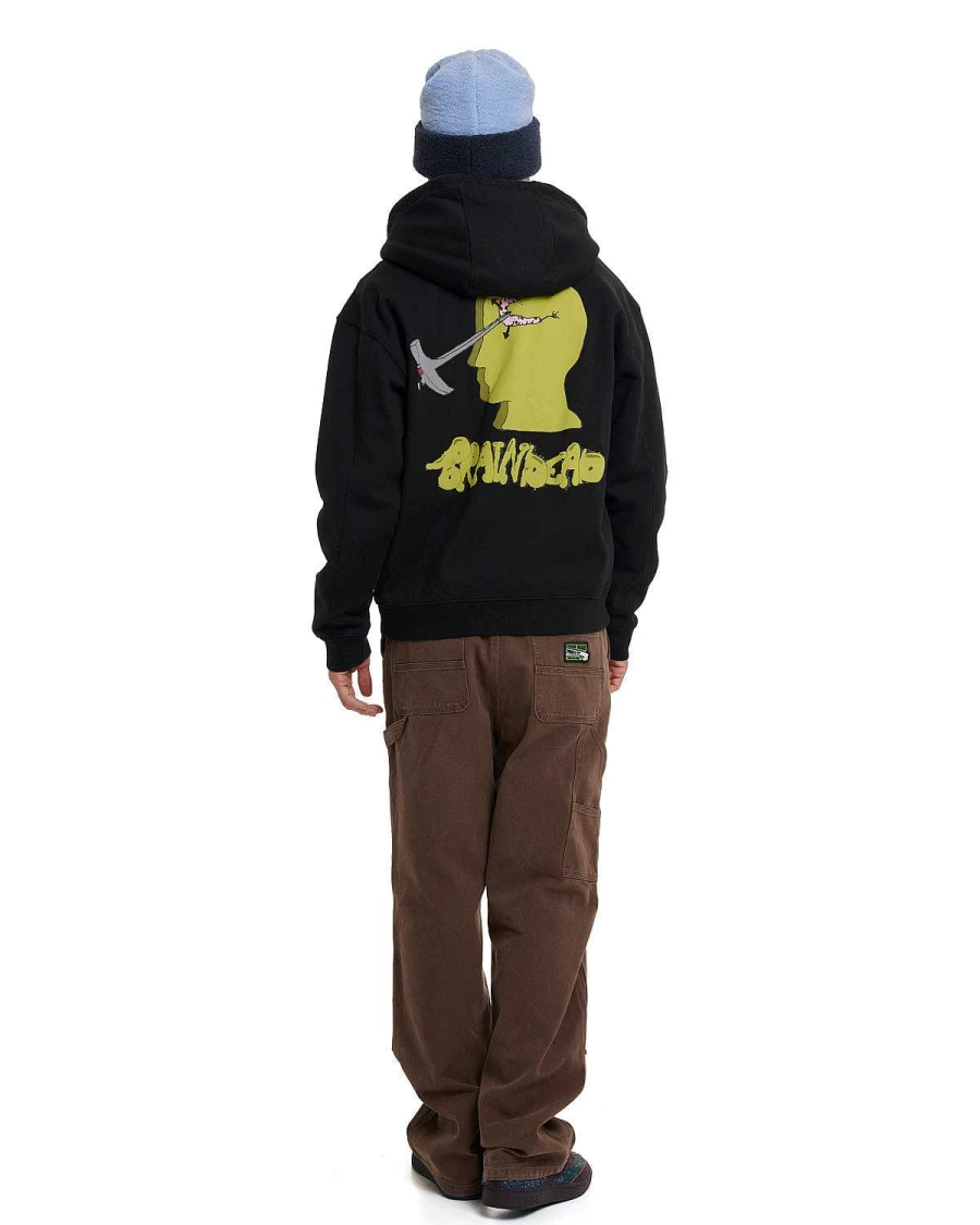 Brain Dead Skull Graphic Zip Hoodie - Black Streetwear Pullover